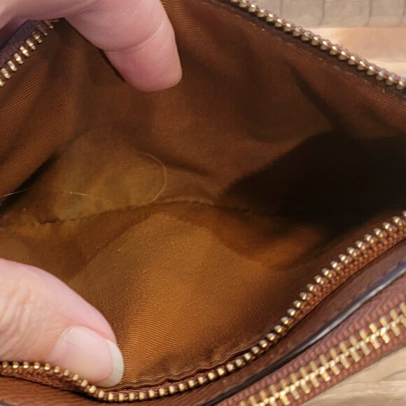 COACH 2 Compartment Brown Signature Logo Zippered Wristlet/Purse - Picture 10 of 14